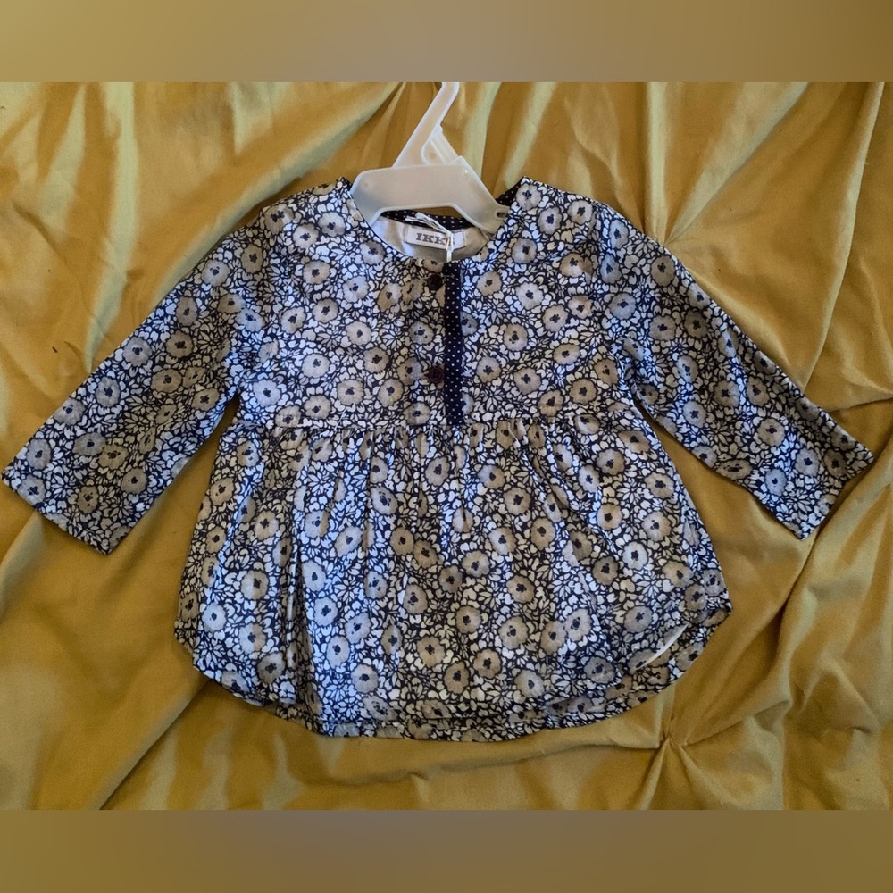 Ikks Blue and White Floral Kids Blouse